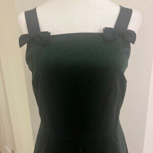 Green Velvet Dress with Bows